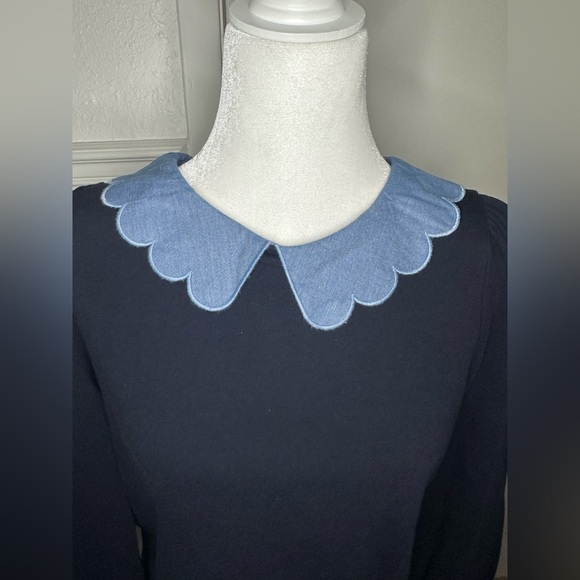 Talbots Navy Sweater with Blue Collar size SP - Picture 4 of 10